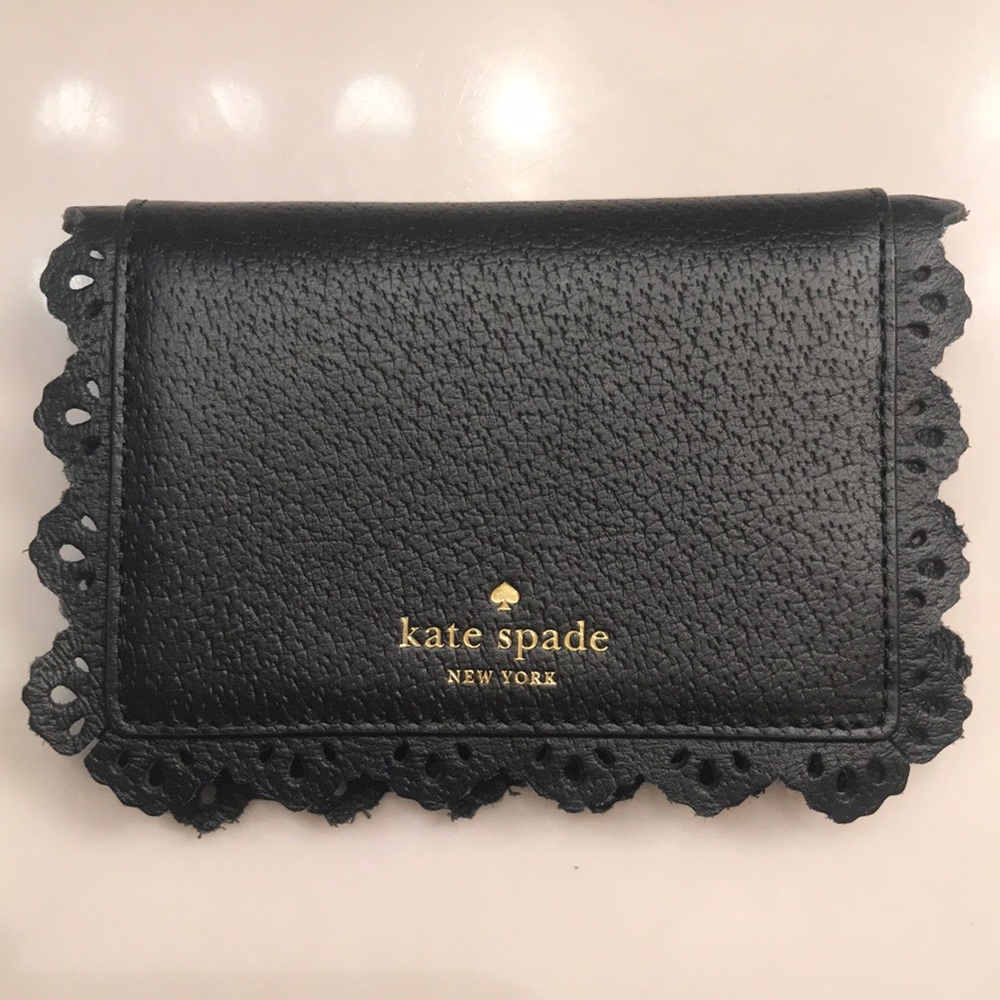 Kate Spade  Ruffle Lace Trim Edge Leather Wallet